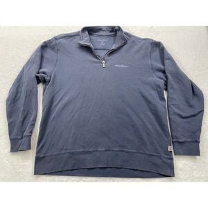 Eddie Bauer Men's‎ XL 1/4 Zip Blue Pullover Long Sleeve Sweater